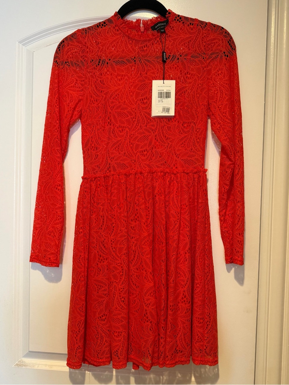 Red Lace Long-Sleeve Dress